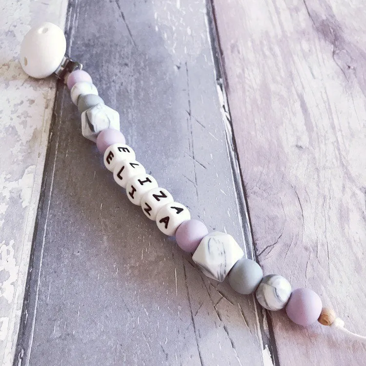 Personalised Silicone Dummy Clip - Lilac