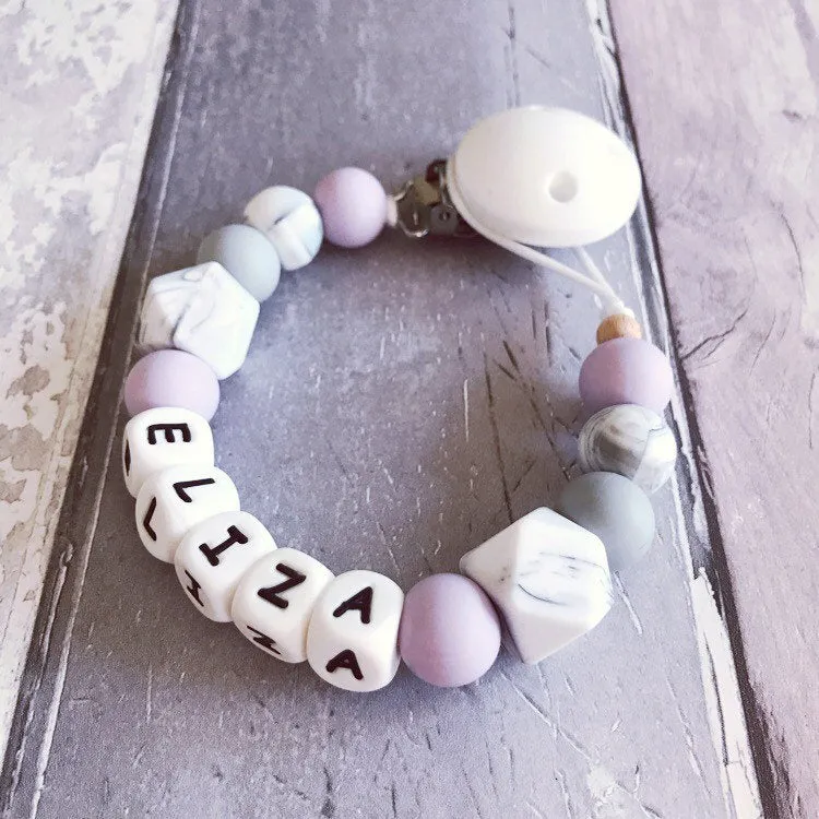 Personalised Silicone Dummy Clip - Lilac