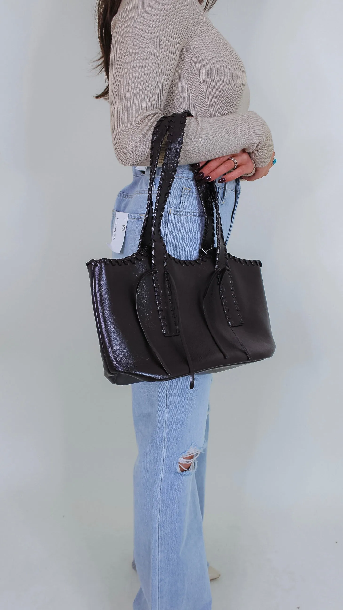 Phoebe Espresso Leather Shoulder Bag