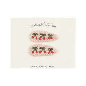 Pink Cherry Crochet Clips