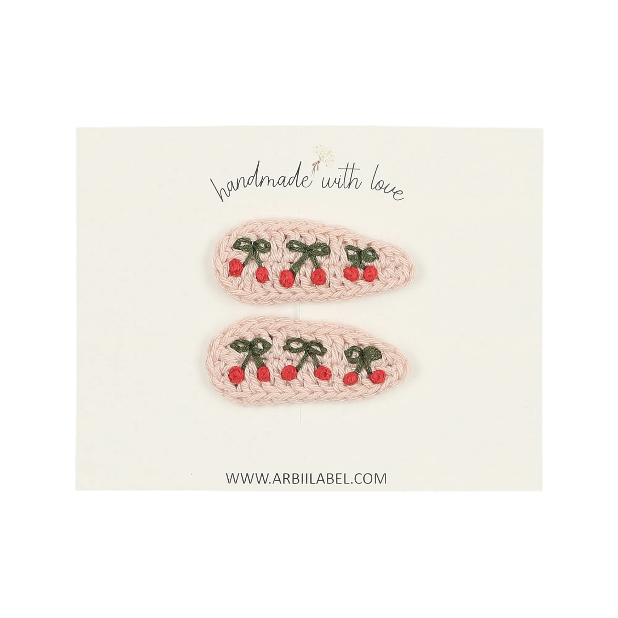 Pink Cherry Crochet Clips