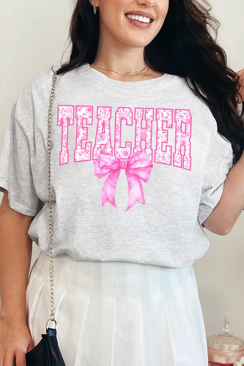 Pink Chinoiserie Teacher Short Sleeve Relaxed Fit T-Shirt