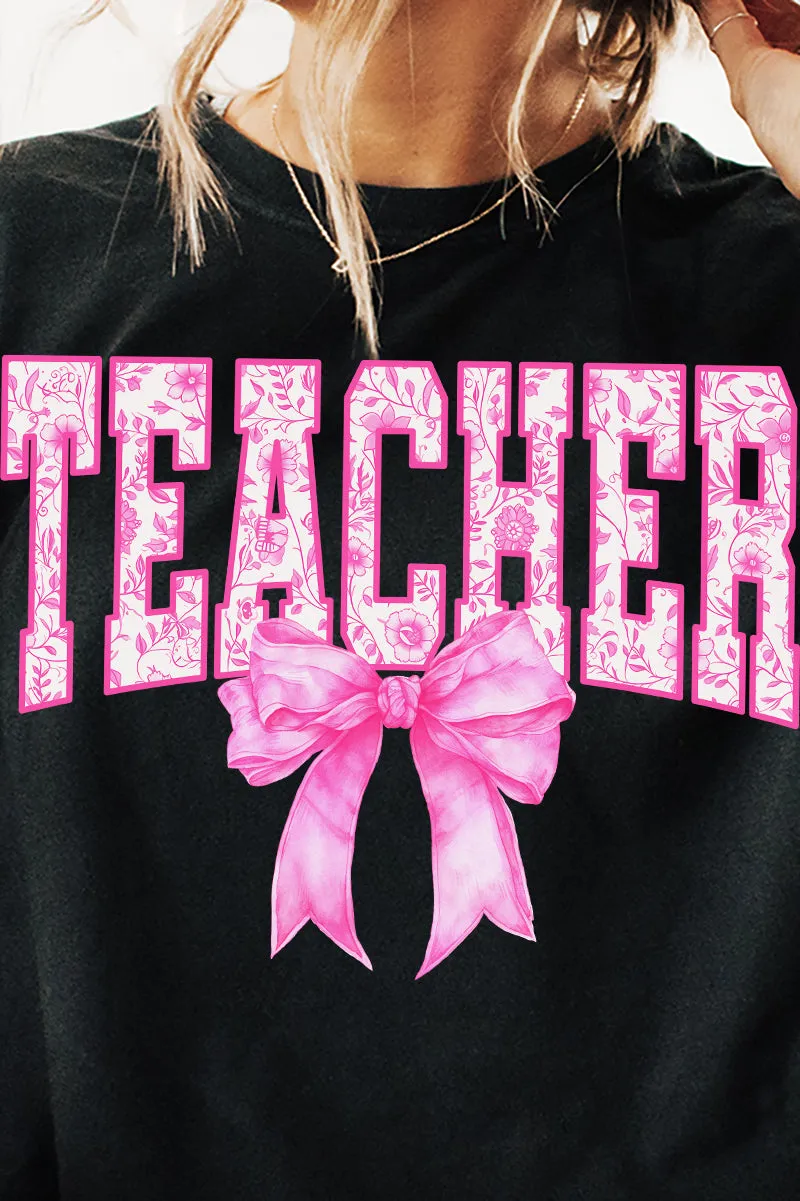 Pink Chinoiserie Teacher Short Sleeve Relaxed Fit T-Shirt