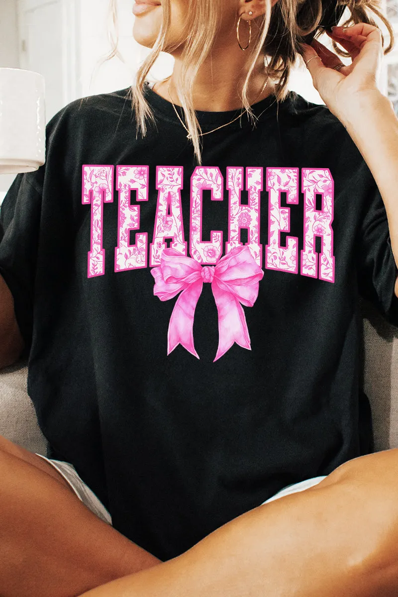 Pink Chinoiserie Teacher Short Sleeve Relaxed Fit T-Shirt