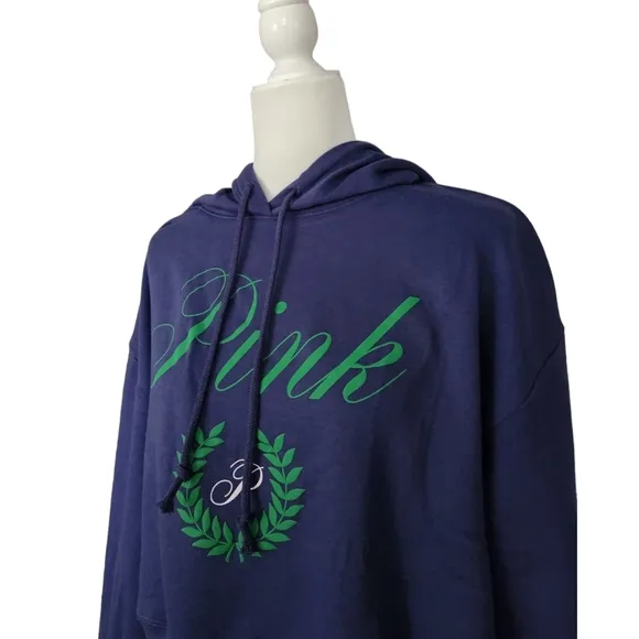 Pink Everyday Fleece Cropped Midnight Navy Hoodie Size XL
