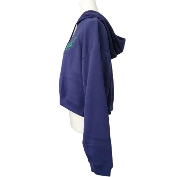 Pink Everyday Fleece Cropped Midnight Navy Hoodie Size XL