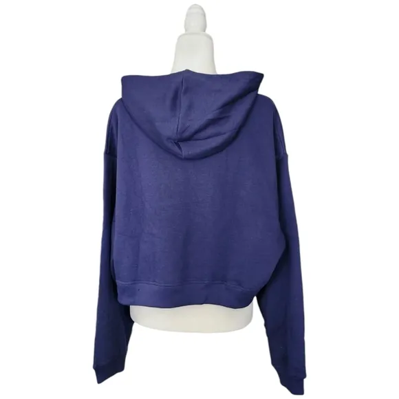 Pink Everyday Fleece Cropped Midnight Navy Hoodie Size XL