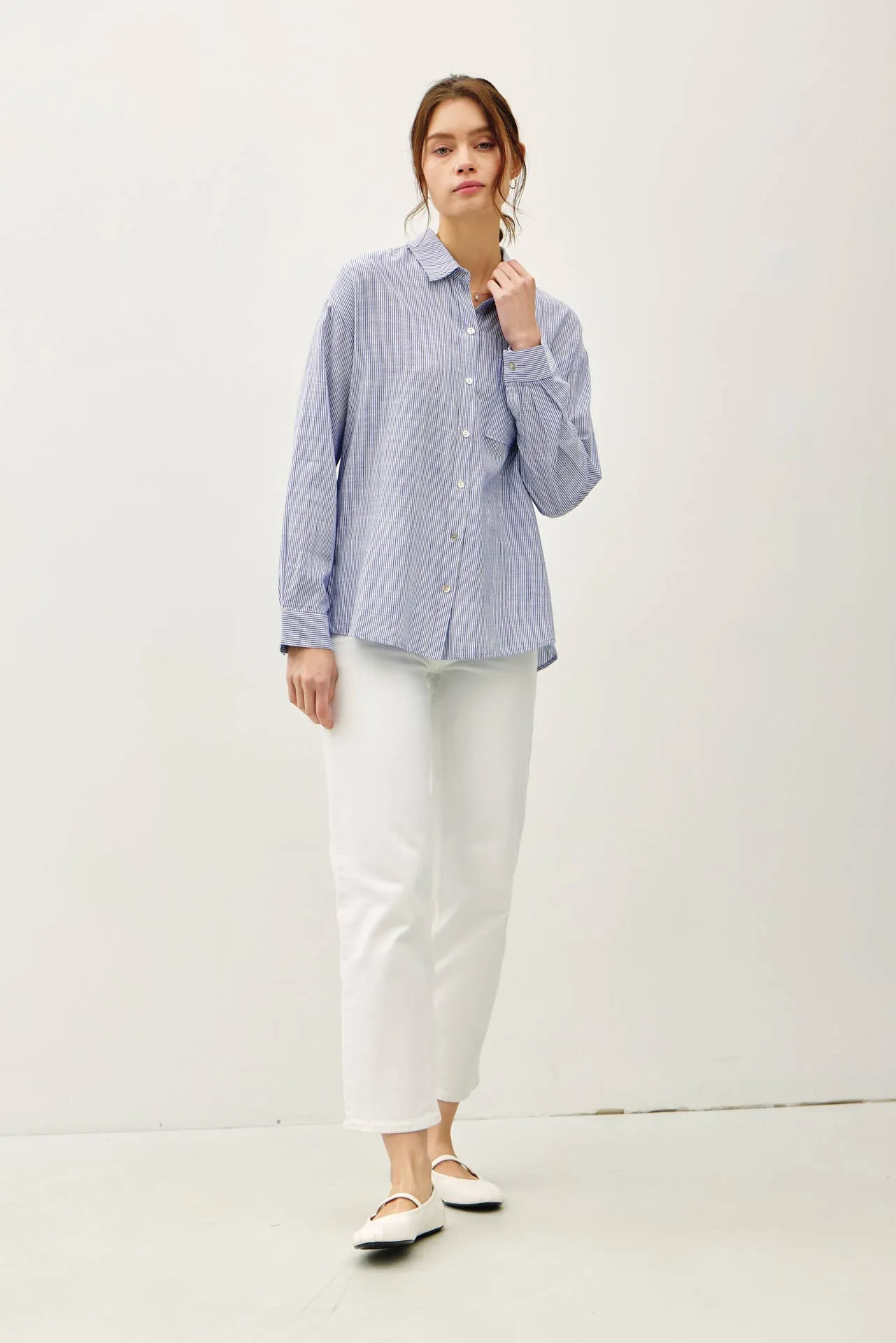 PINSTRIPE BUTTON DOWN SHIRT
