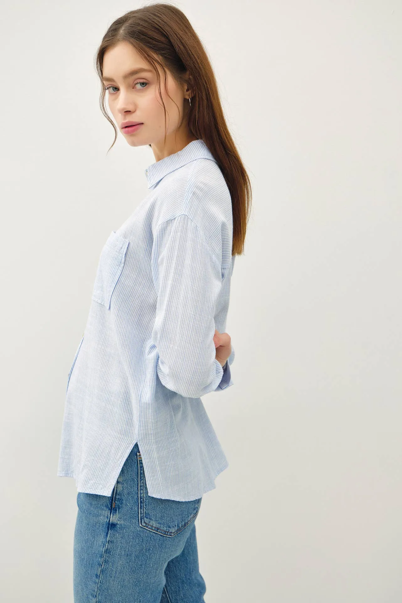 PINSTRIPE BUTTON DOWN SHIRT