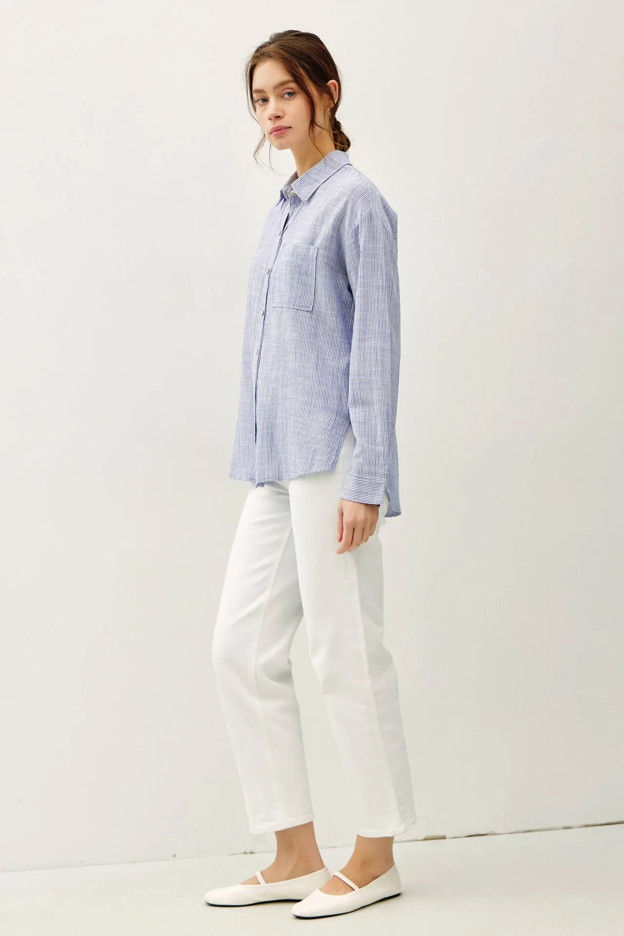 PINSTRIPE BUTTON DOWN SHIRT