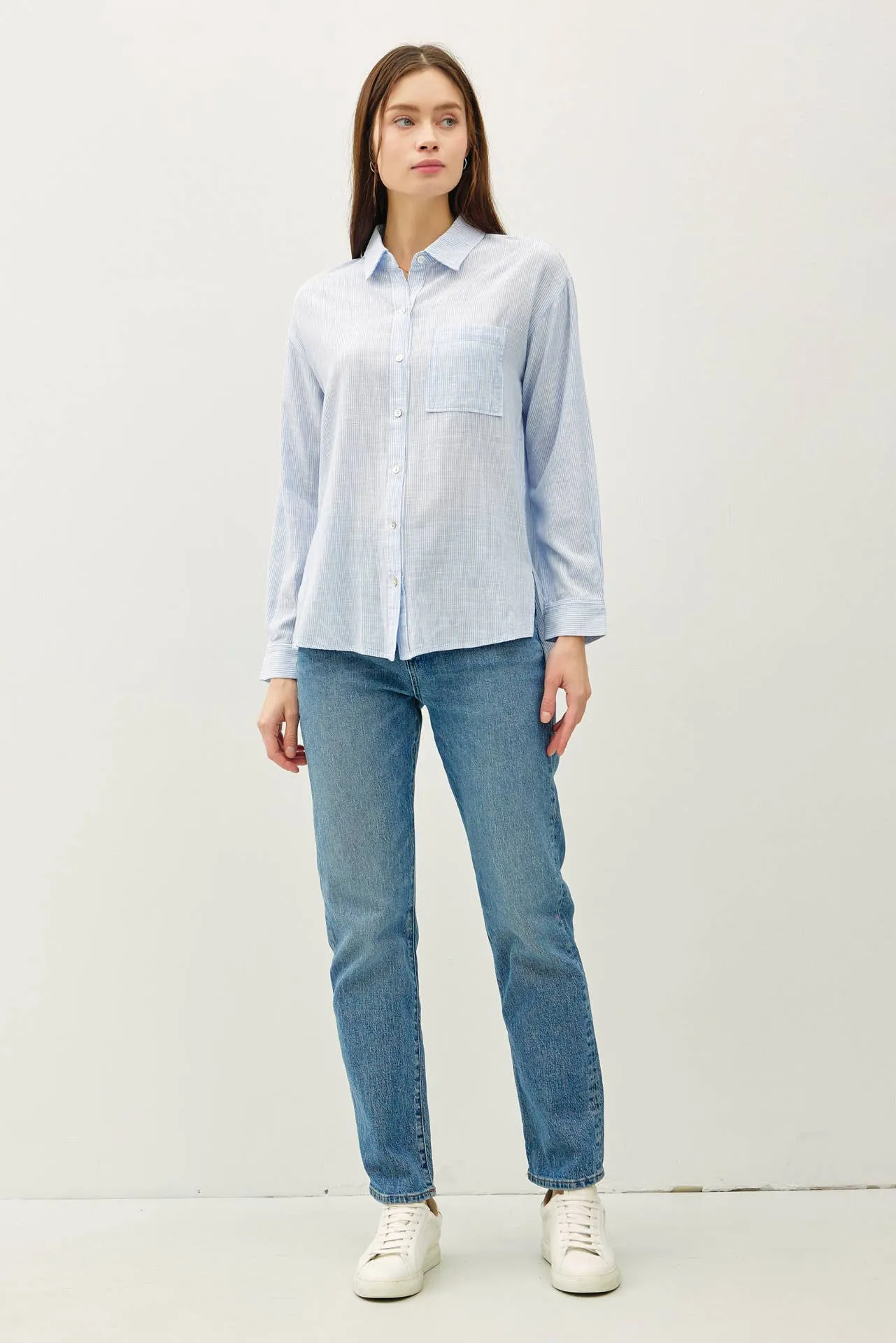PINSTRIPE BUTTON DOWN SHIRT