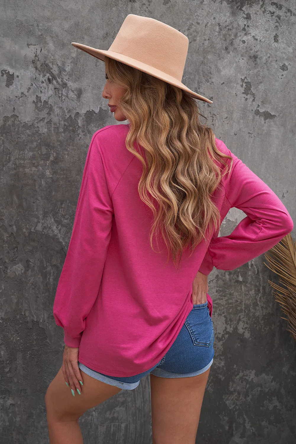 Plain Relaxed Fit Crew Neck Pullover Sweatshirt