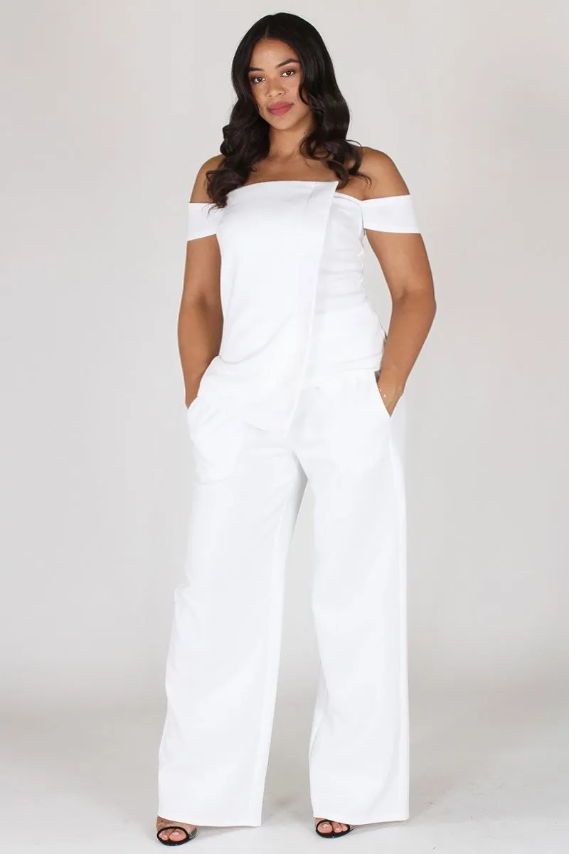 Plus Size Chic Off Shoulder Top and Bottom Set