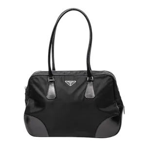 Prada Bag, Black Nylon Square Zip Around Tote