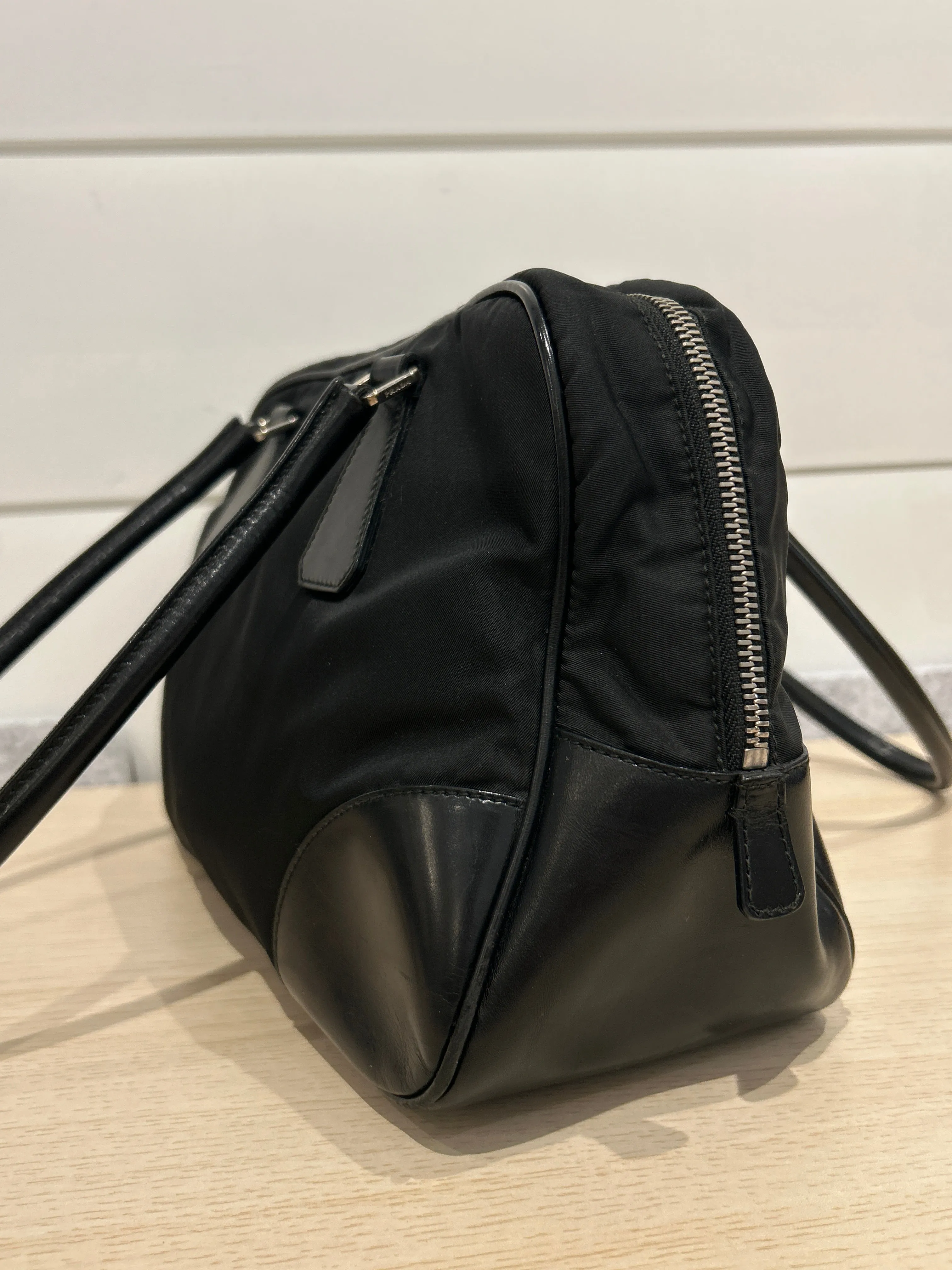 Prada Bag, Black Nylon Square Zip Around Tote