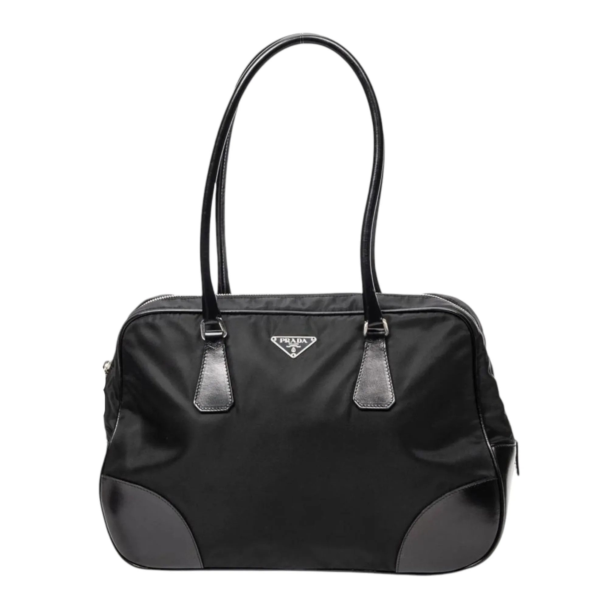 Prada Bag, Black Nylon Square Zip Around Tote