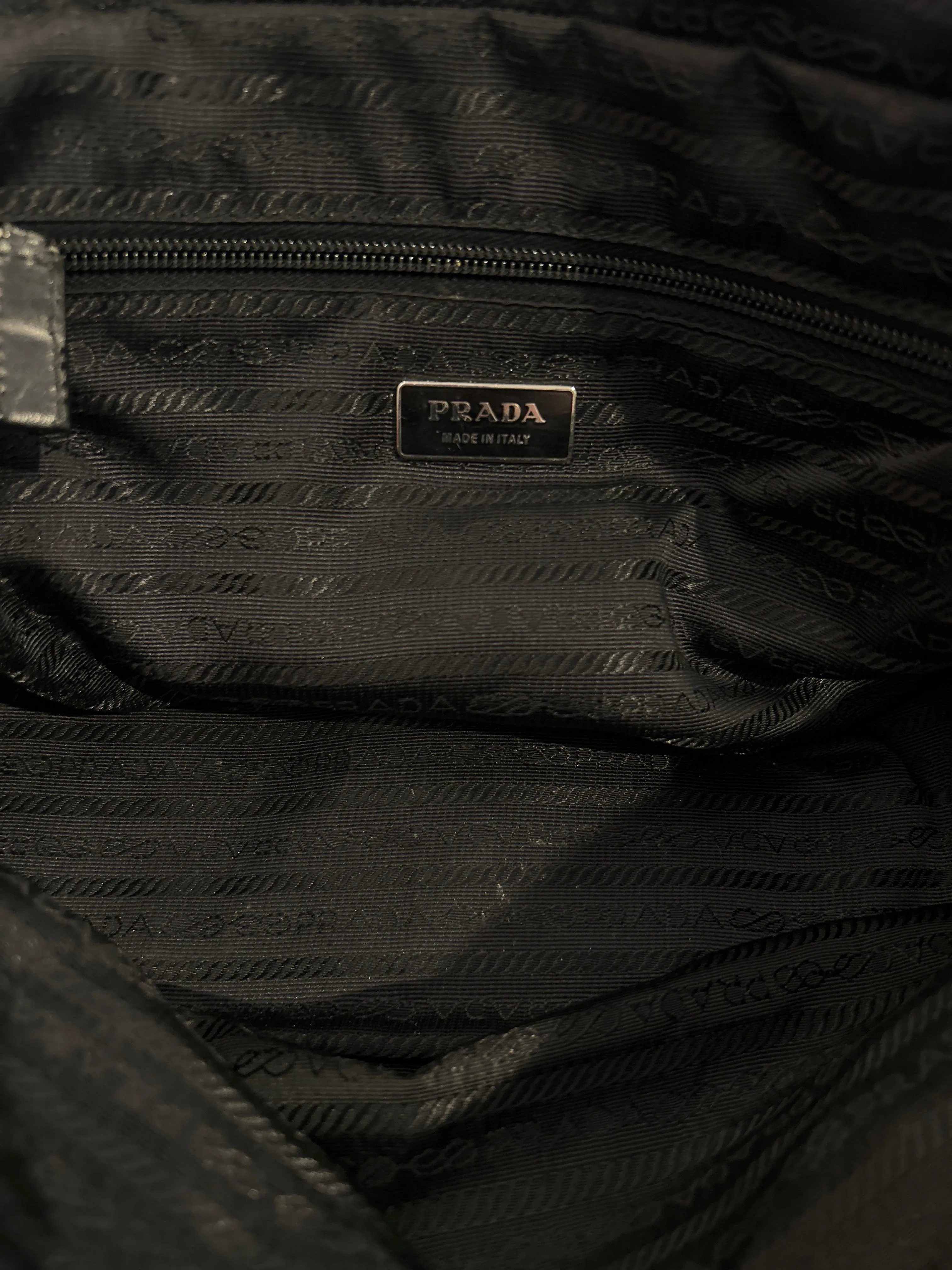 Prada Bag, Black Nylon Square Zip Around Tote