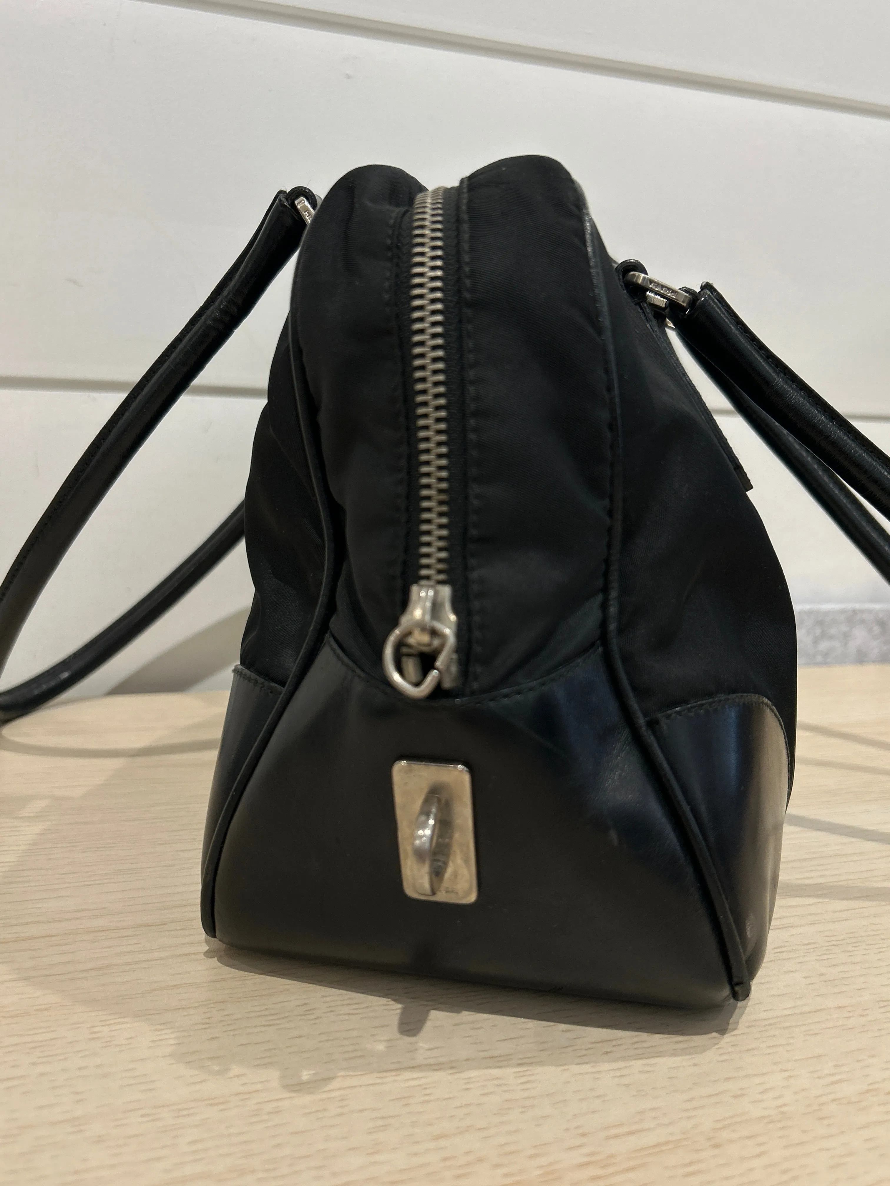 Prada Bag, Black Nylon Square Zip Around Tote