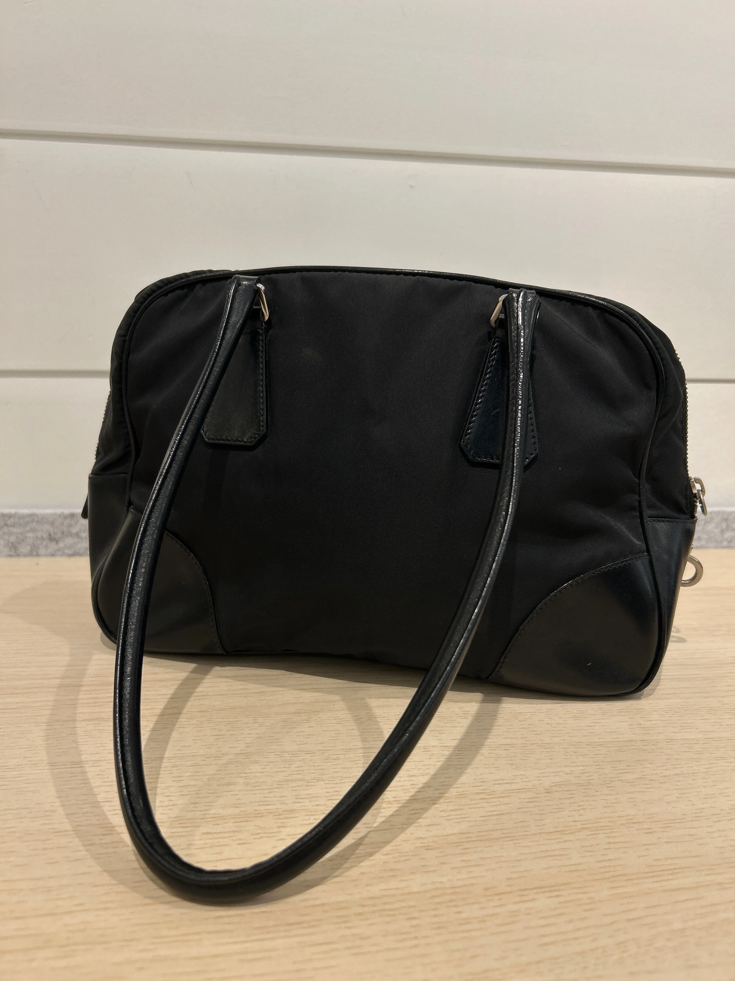 Prada Bag, Black Nylon Square Zip Around Tote