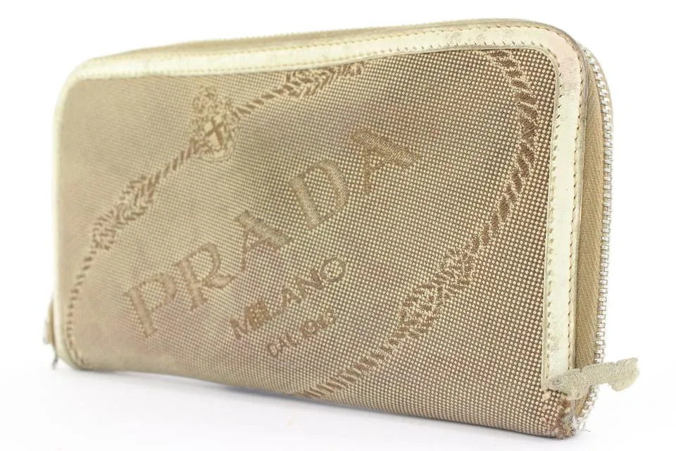 Prada Beige Zippy Wallet 335pr223