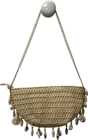 PrettyLittleThing Beige Curved Shell Charm Shoulder Bag