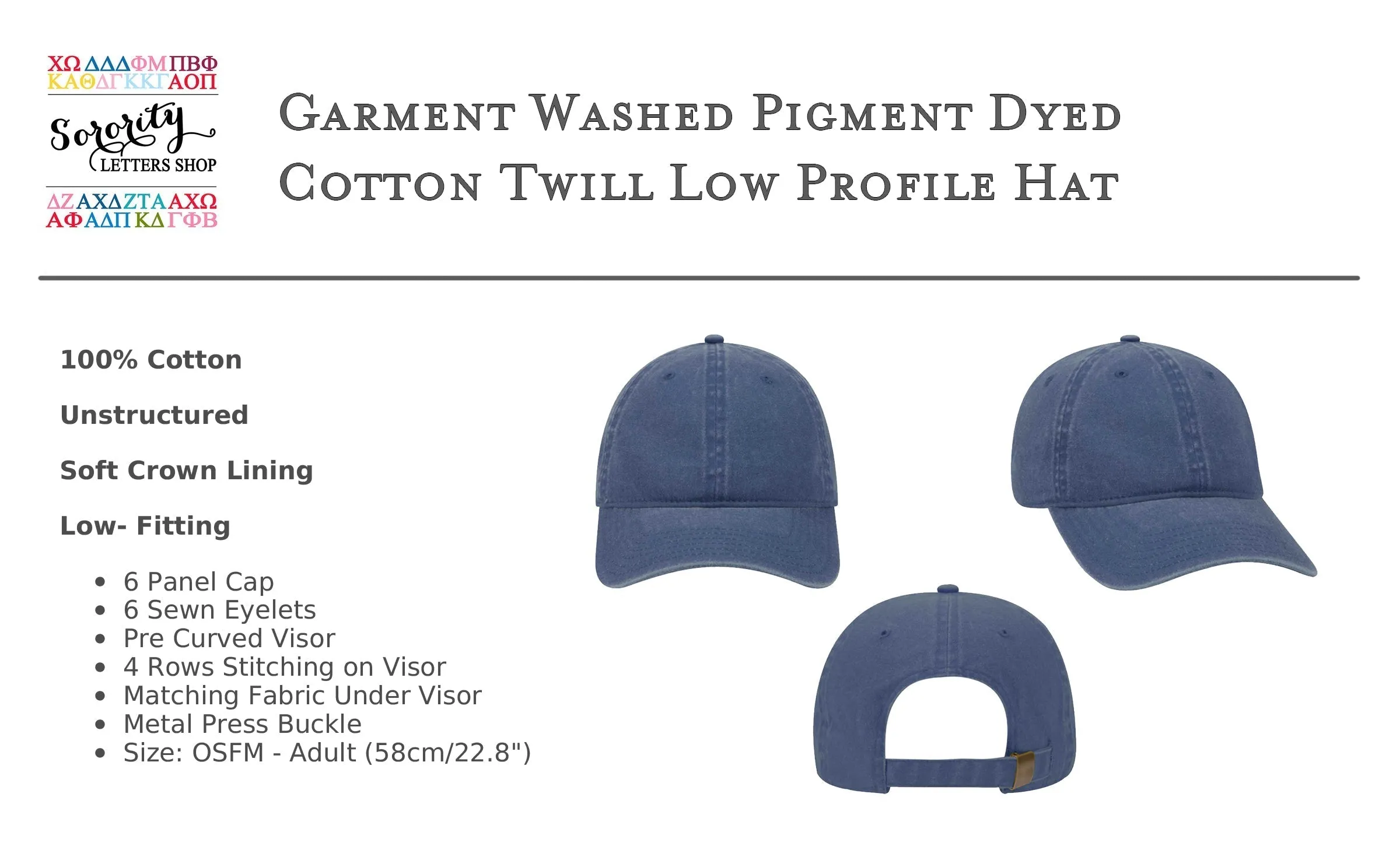 Psi Upsilon Relaxed Fit Hat - EST 1833