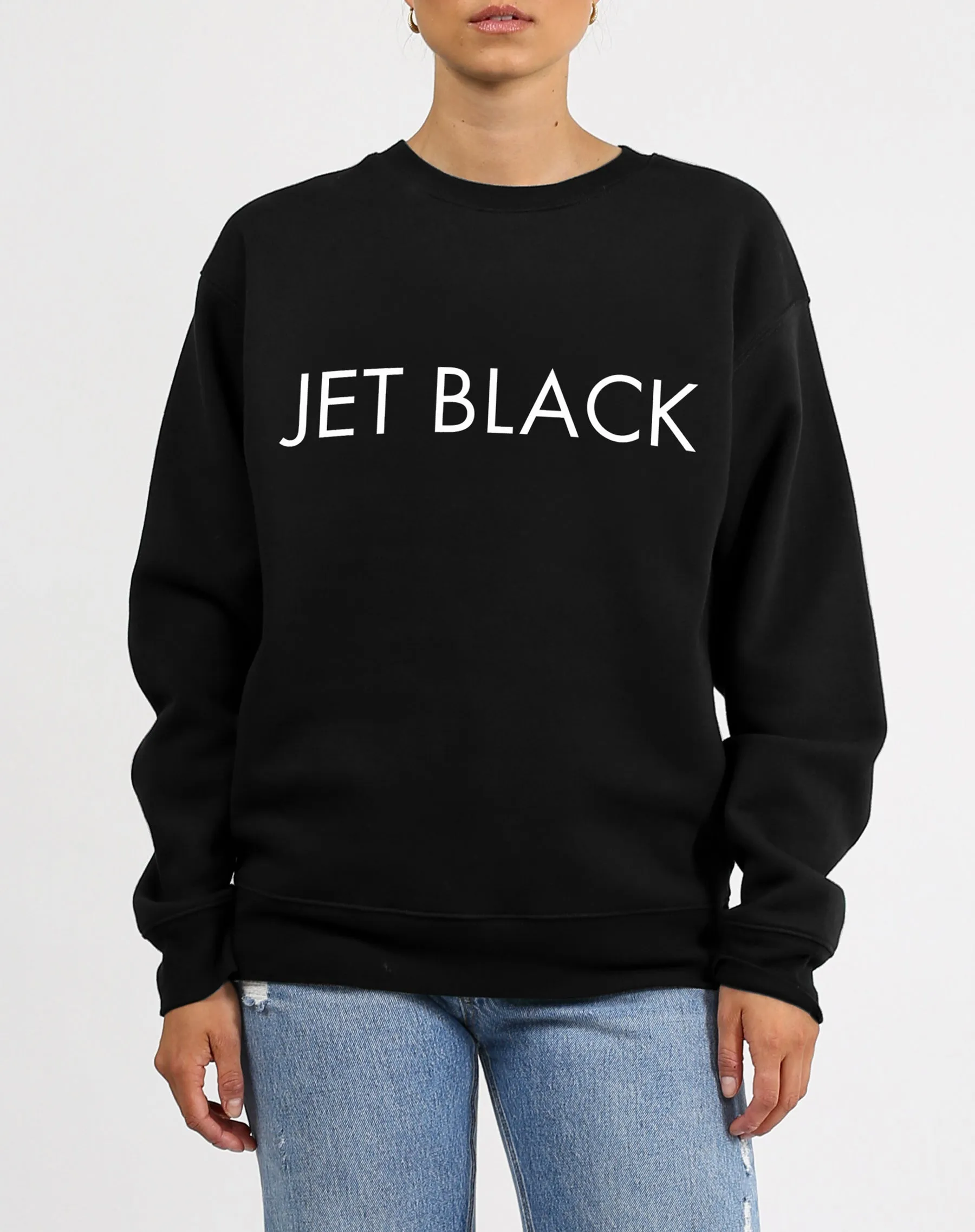 "Jet Black" Classic Crew Neck Sweatshirt | Black
