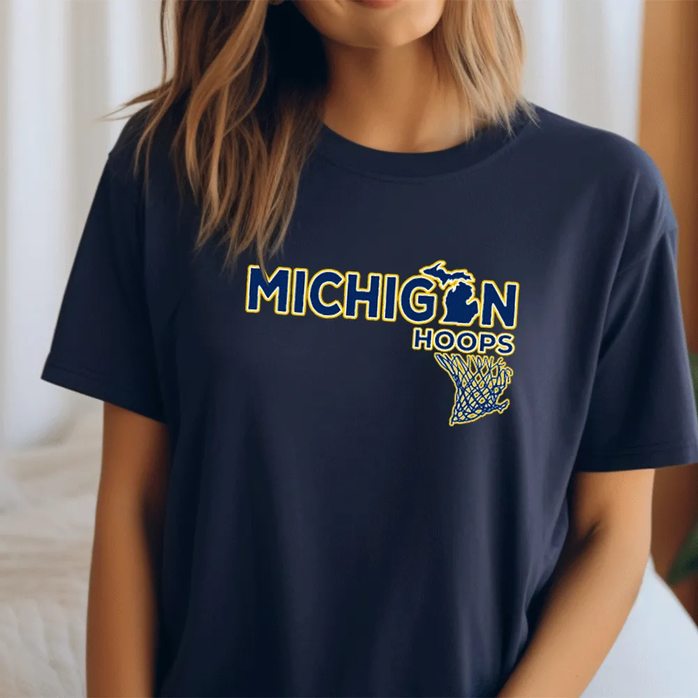 "Michigan Hoops" Relaxed Fit Crew Unisex T-Shirt