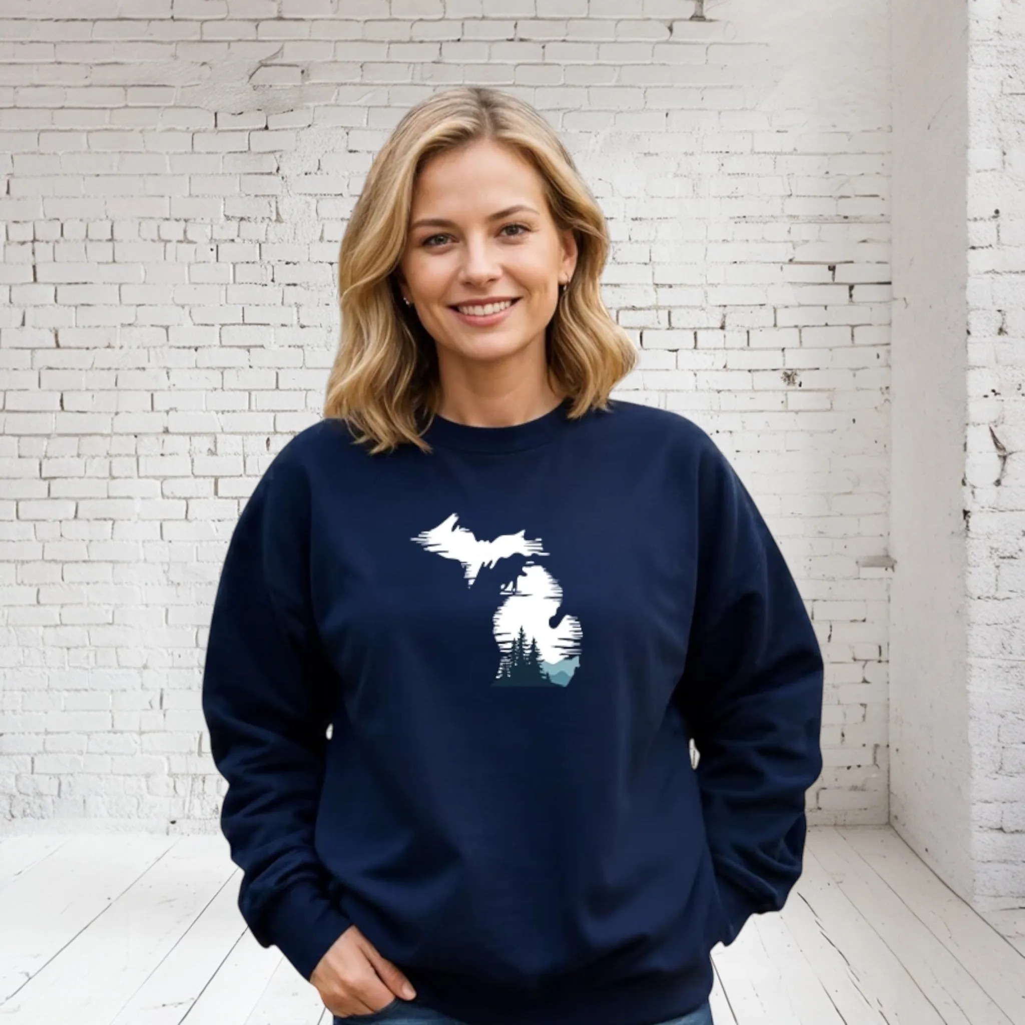 "Michigan Vista" Relaxed Fit Classic Crew Unisex Sweatshirt
