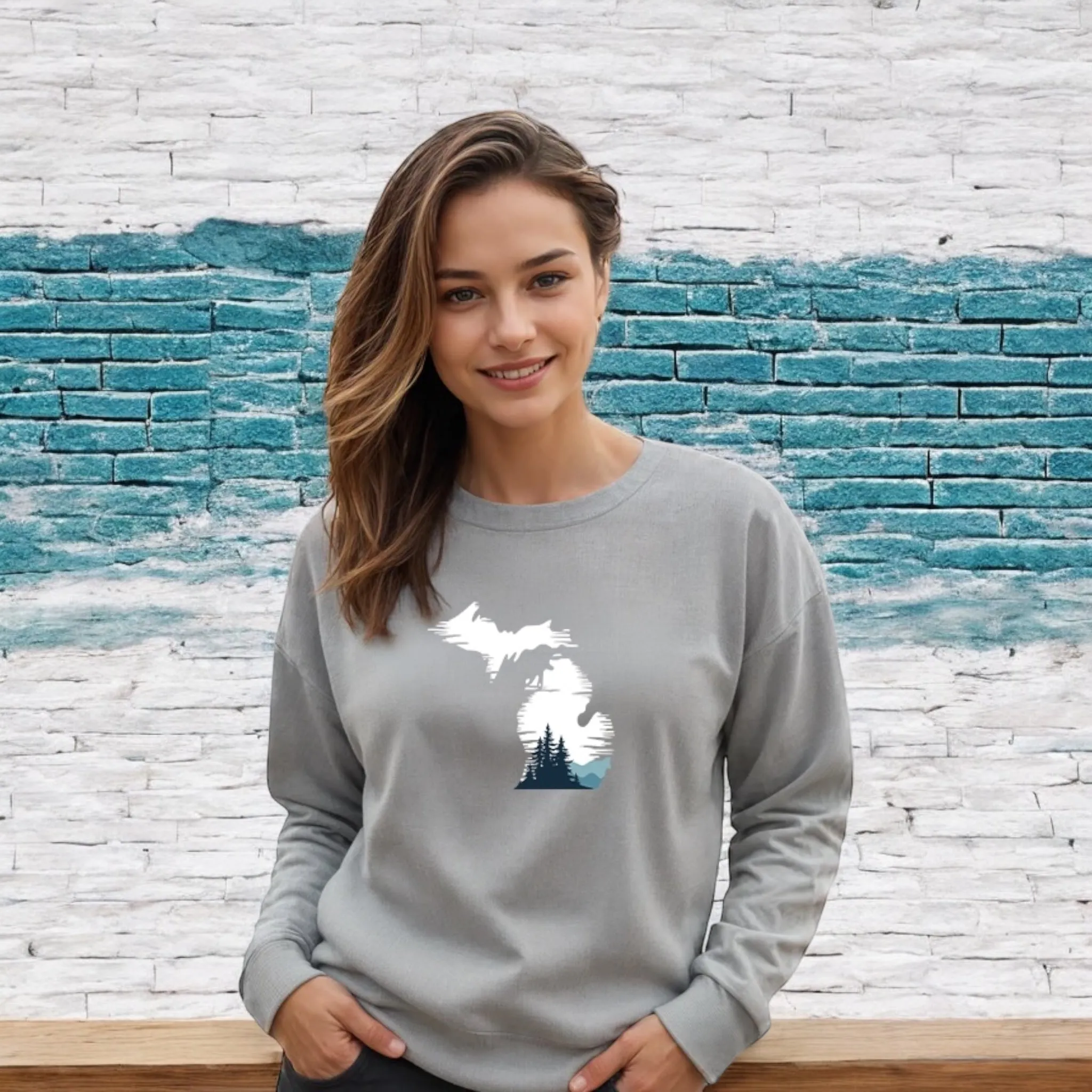 "Michigan Vista" Relaxed Fit Classic Crew Unisex Sweatshirt