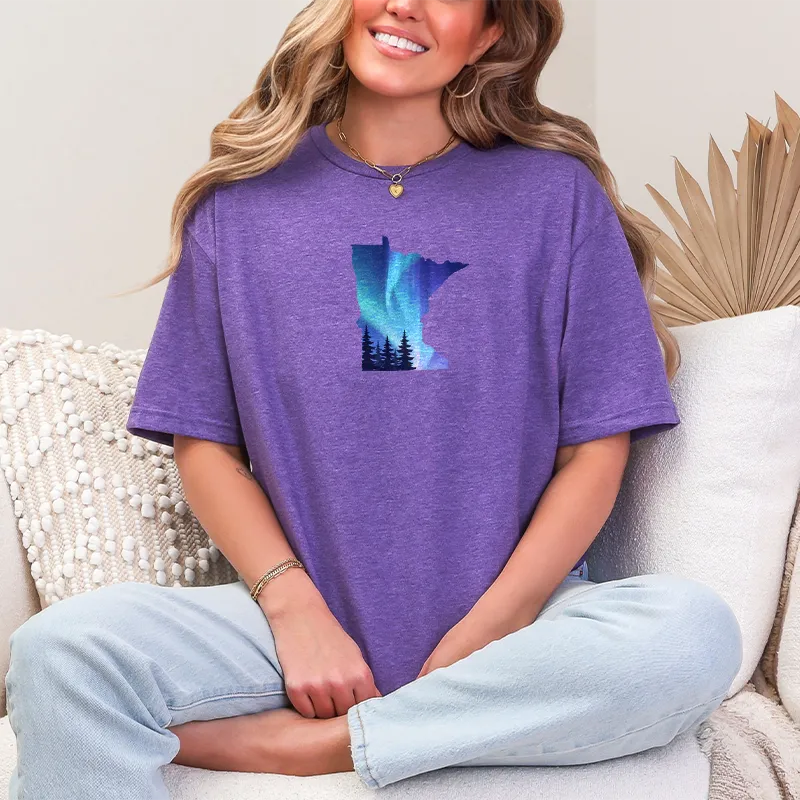 "Minnesota Northern Lights" Relaxed Fit Crew Unisex T-Shirt