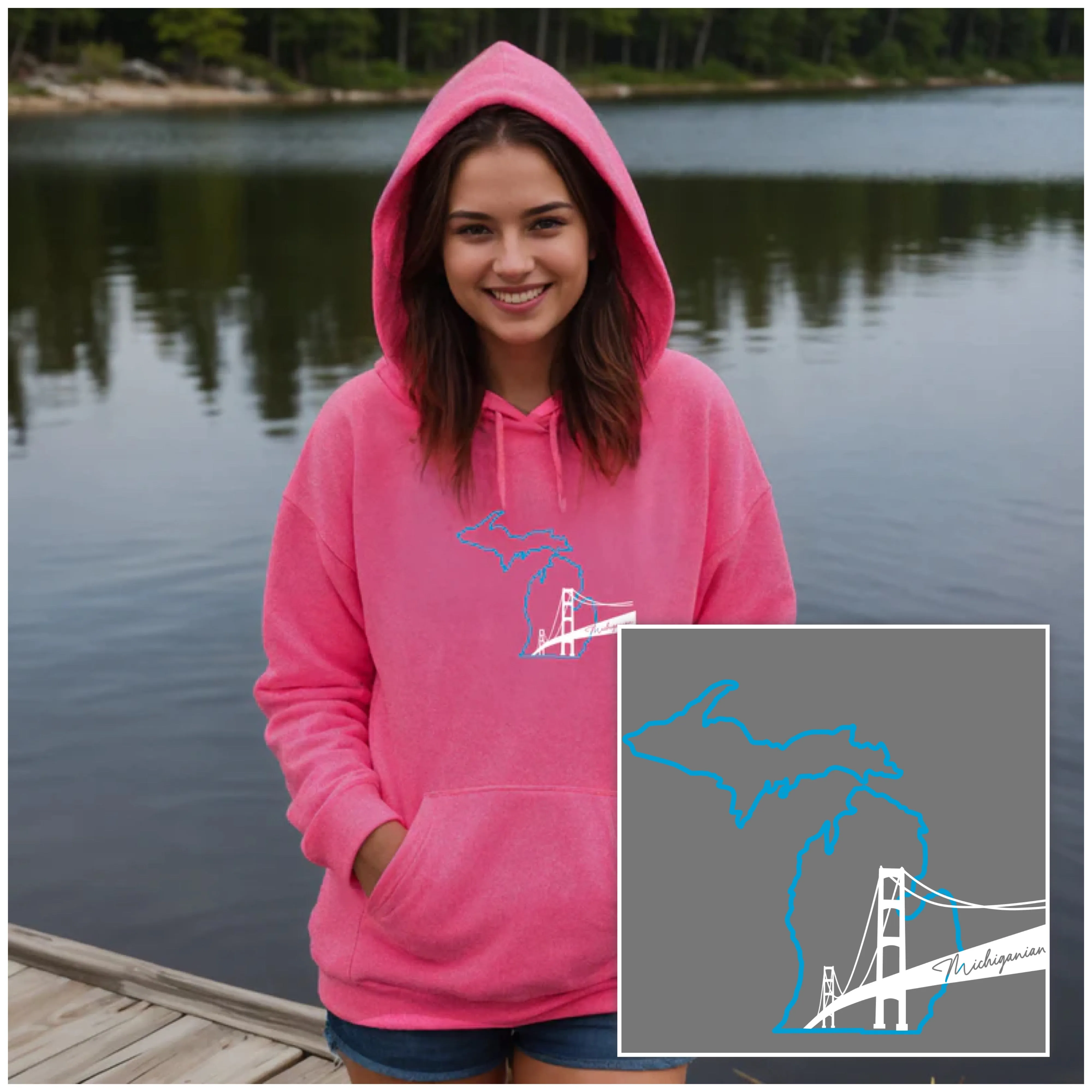 "NEW Michiganian Bridge" Relaxed Fit Classic Unisex Hoodie