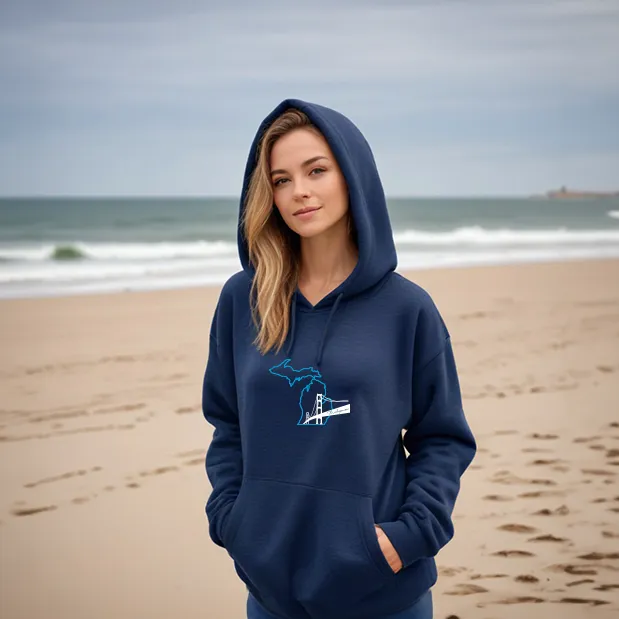 "NEW Michiganian Bridge" Relaxed Fit Classic Unisex Hoodie