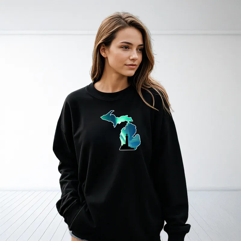 "Northern Lights Lighthouse" Relaxed Fit Classic Crew Unisex Sweatshirt