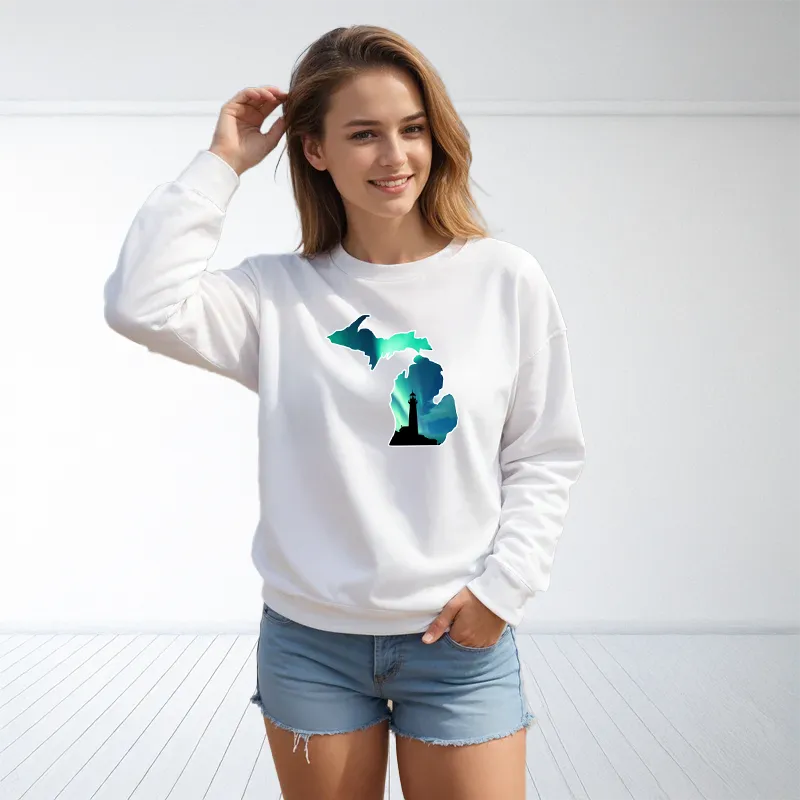 "Northern Lights Lighthouse" Relaxed Fit Classic Crew Unisex Sweatshirt