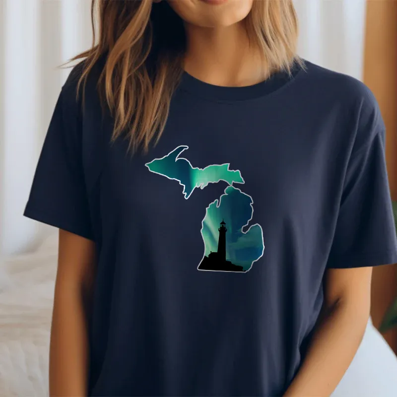 "Northern Lights Lighthouse" Relaxed Fit Crew Unisex T-Shirt