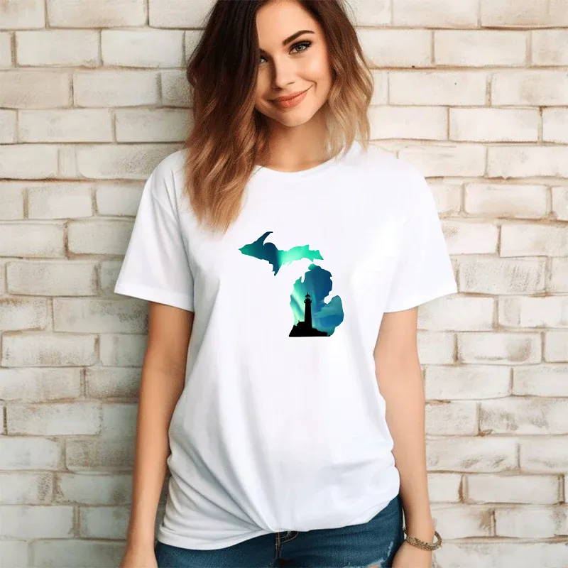 "Northern Lights Lighthouse" Relaxed Fit Crew Unisex T-Shirt