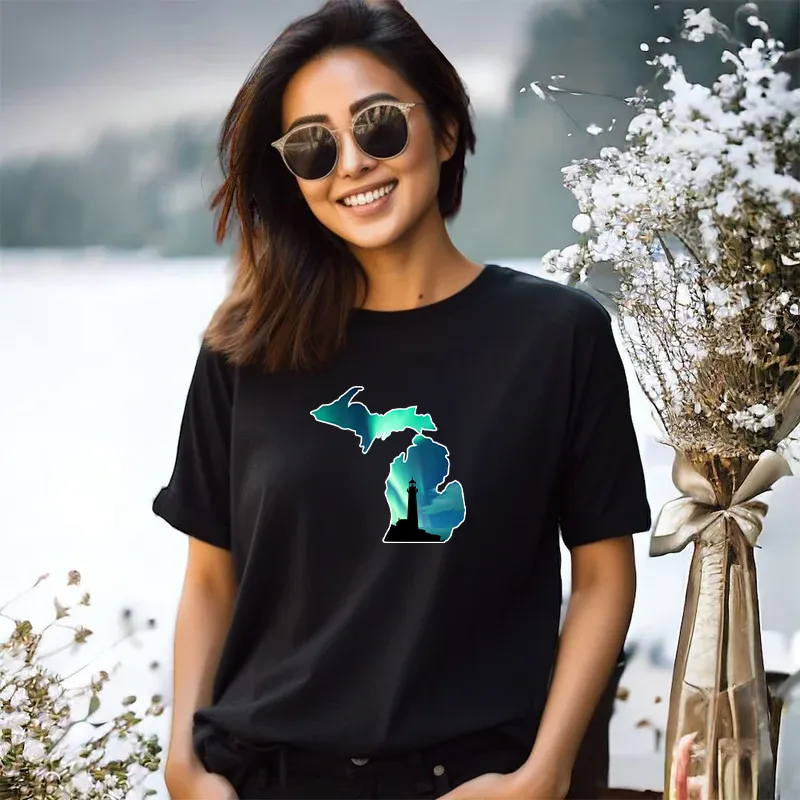 "Northern Lights Lighthouse" Relaxed Fit Crew Unisex T-Shirt
