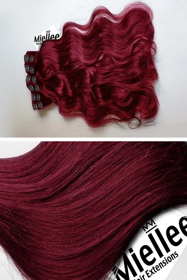Raspberry Red 8 Piece Clip Ins - Wavy Hair