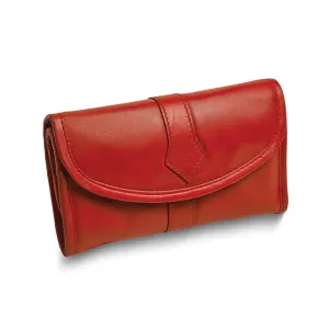 Red Leather Trifold Jewelry Clutch