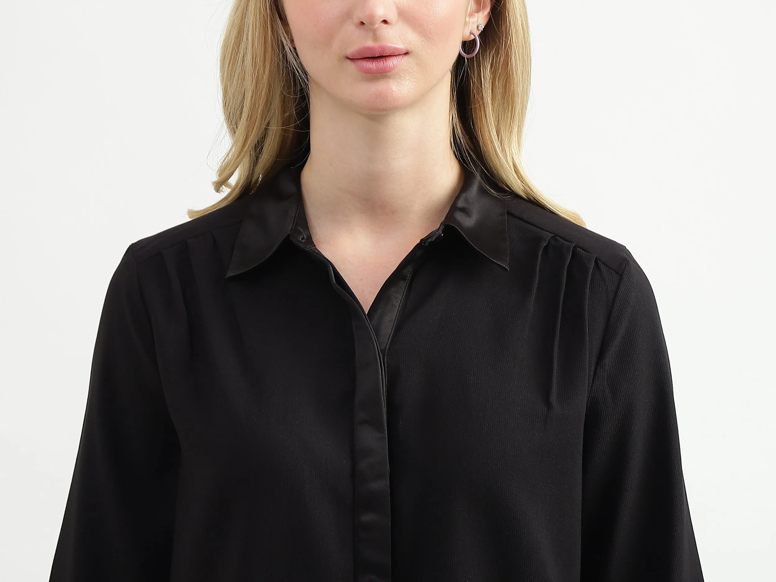 Relaxed-Fit Regular Collar High-Low Hem Shirt
