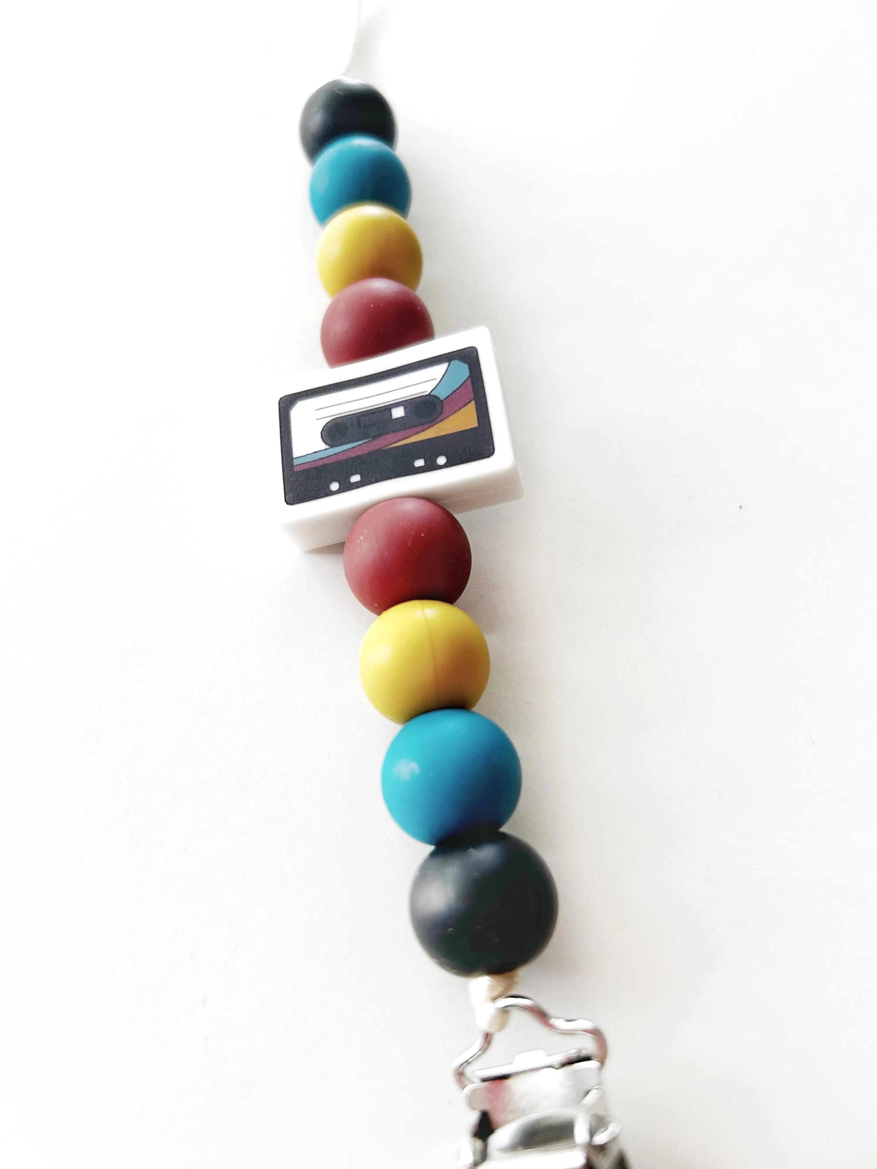 Retro Mix Tape Pacifier Clip: Fun & Safe Teether Accessory