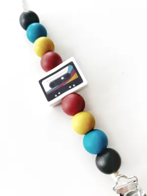 Retro Mix Tape Pacifier Clip: Fun & Safe Teether Accessory