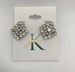 Rhinestone Cluster Clip On Earrings
