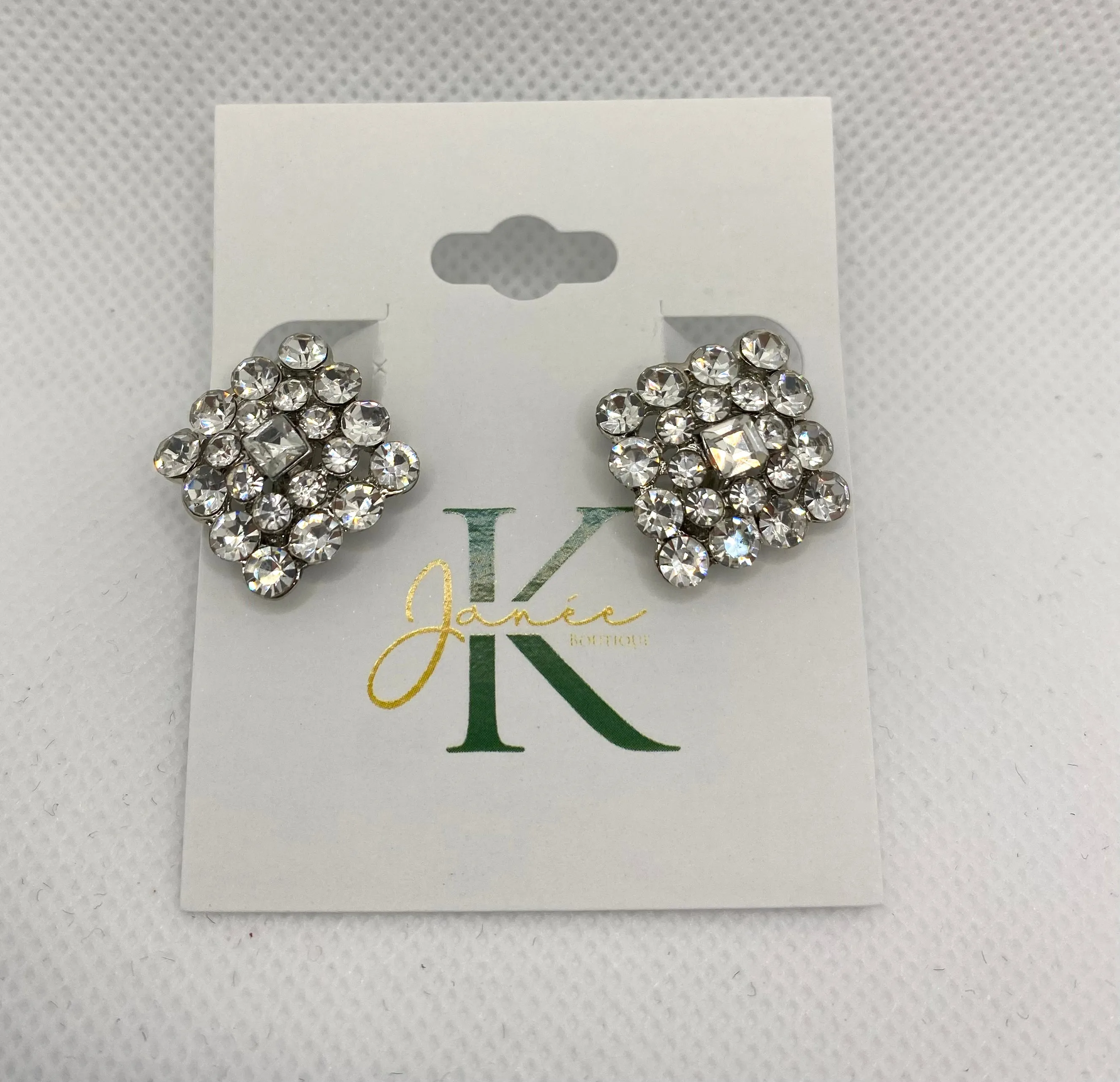 Rhinestone Cluster Clip On Earrings