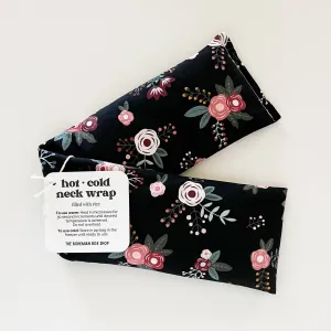 Rice Neck Wrap | Florals On Black Pattern