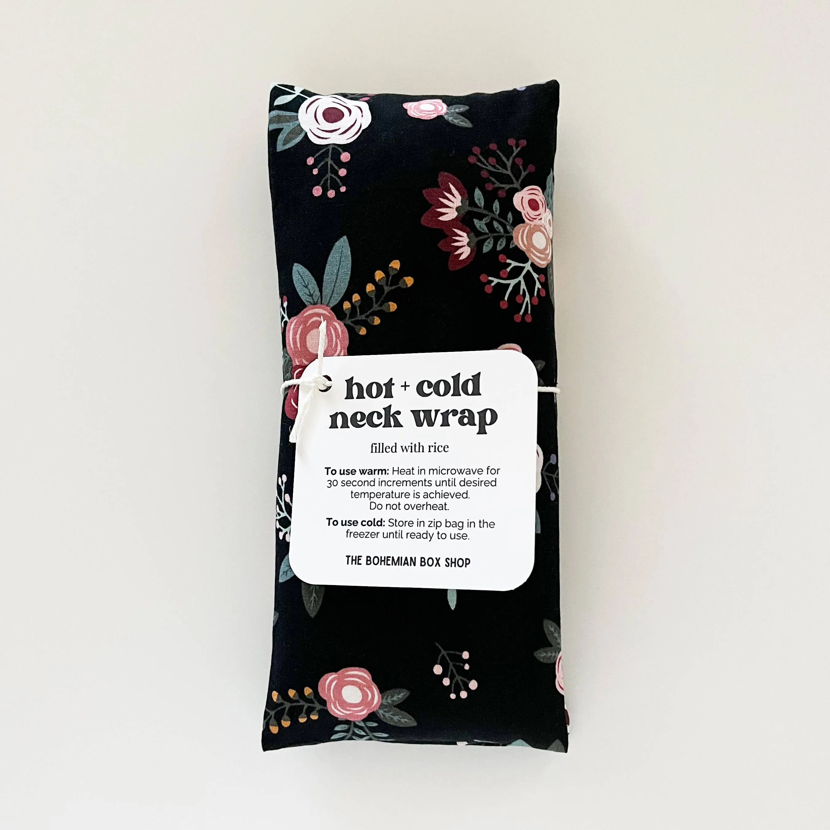 Rice Neck Wrap | Florals On Black Pattern