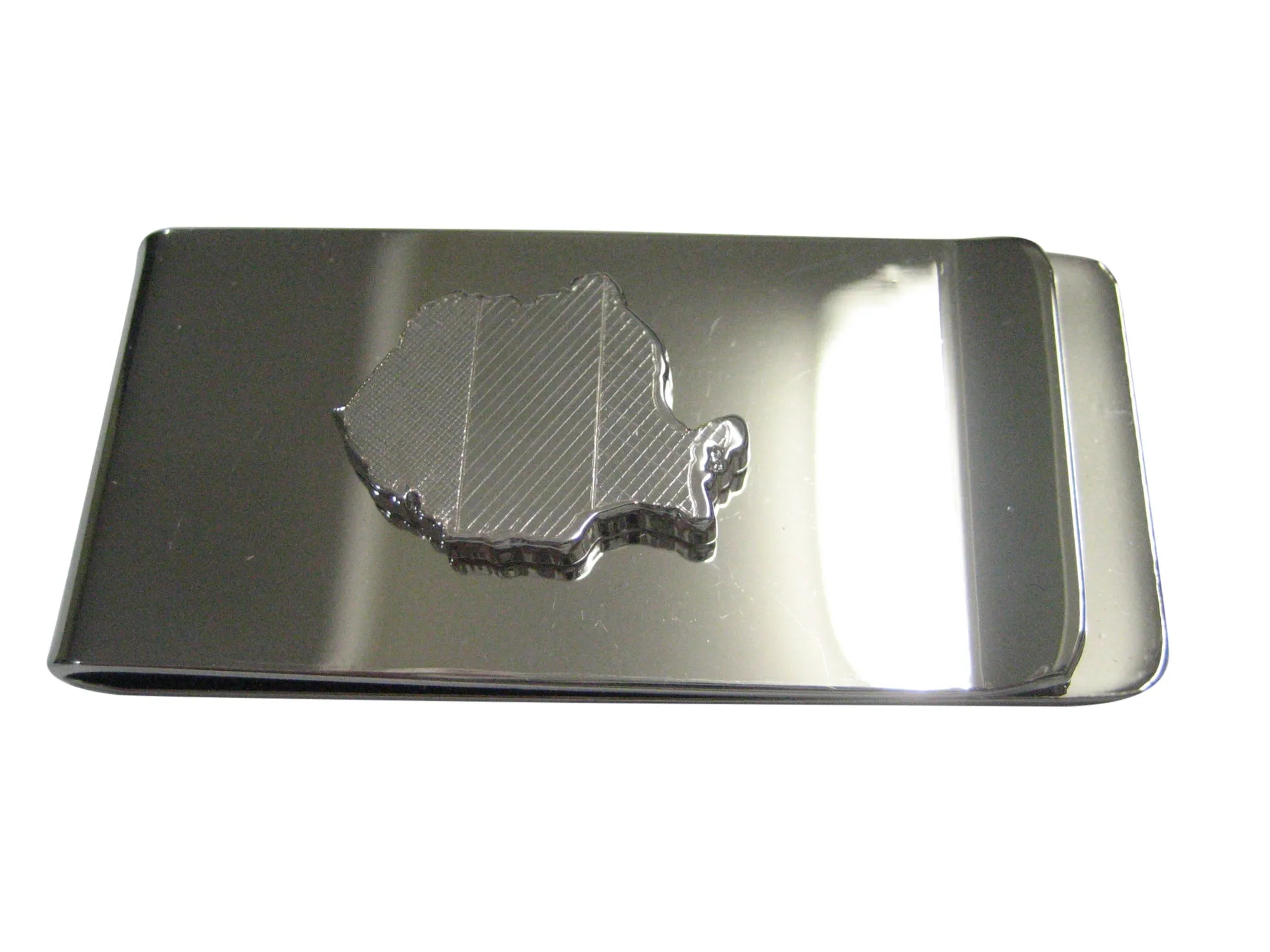 Romania Map Shape and Flag Design Money Clip