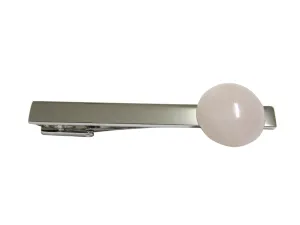 Round Rose Quartz Gemstone Pendant Tie Clip