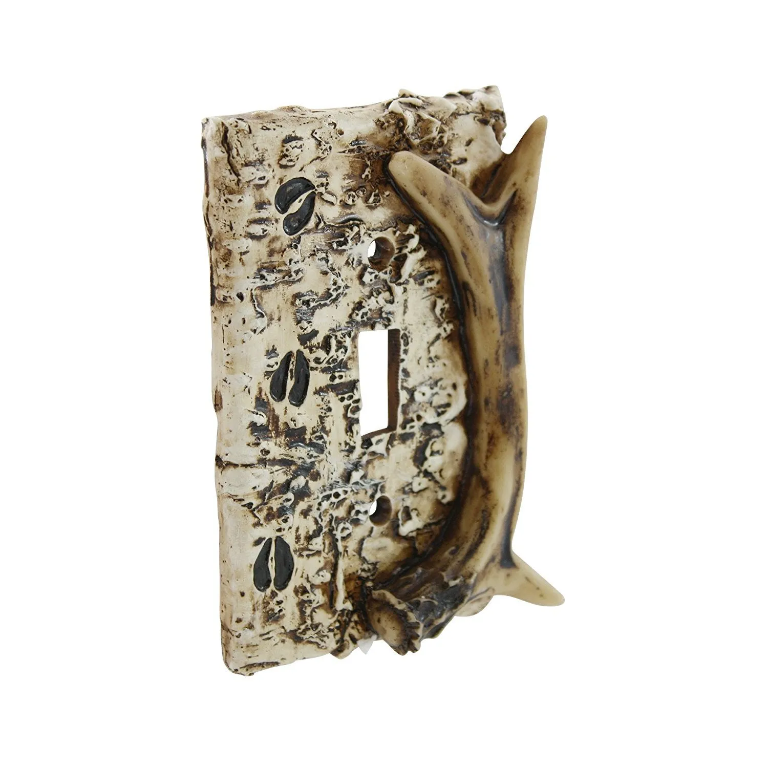 Rustic Faux Deer Antler and Hooves Tracks Single Switch Electrical Plate Cover